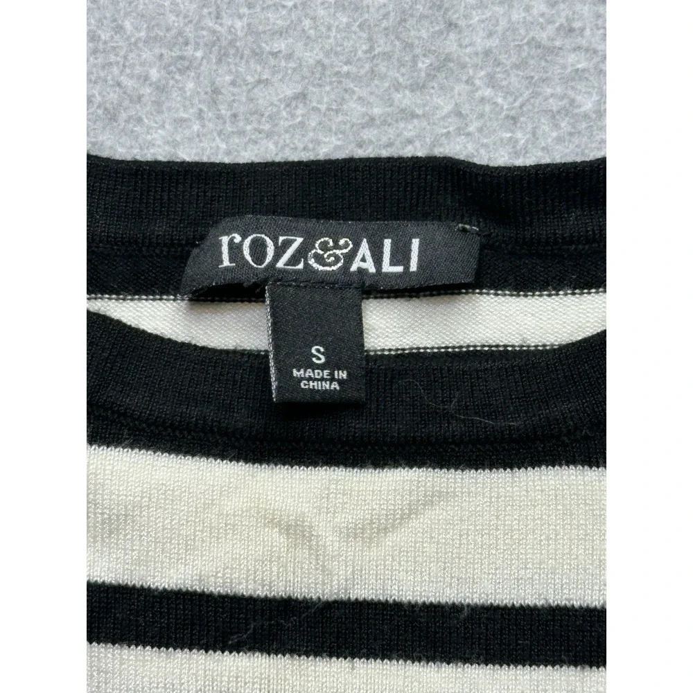 Roz Ali Sweater Womens Small Black White Pullover Preppy‎ Knit Outdoors Ladies